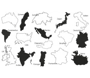 Stickserie - Länder Silhouetten
